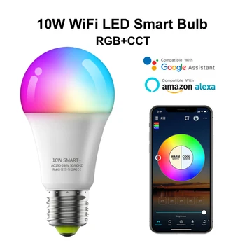 WiFi LED Smart Bulb Light 10 Вт RGB Красочная Функция Таймера с Регулируемой Яркостью Magic Light Или Лампа с Пультом Дистанционного Управления Google Home Alexa