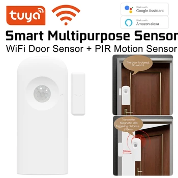 Wifi дверной датчик Умный дверной датчик окна Контактный датчик сигнализации для домашней безопасности Беспроводной магнитный детектор открытия двери