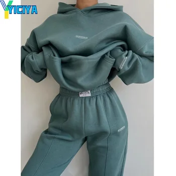 YICIYA y2k комплекты брюк толстовка с капюшоном комплект из двух предметов женская одежда в американском стиле Спортивные брюки Новые комплекты из 2 предметов спортивные костюмы весна