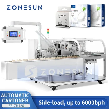 ZONESUN Автоматический картонажный станок для склеивания картонных папок, машина для складывания горизонтальной картонажной машины, картонажный станок с боковой загрузкой ZS-ZH120