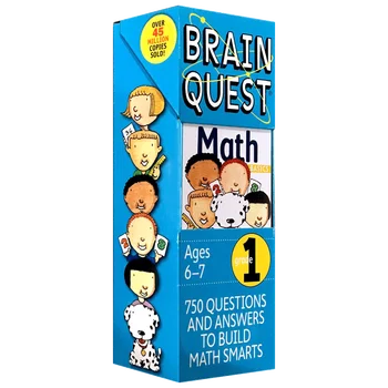 brainquest Brain Quest Математика для 1 класса, Детские книги для детей 5 6 7 8 лет, Карточки с вопросами и ответами, английский, 9780761141358
