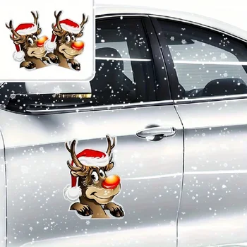 Автомобильные маскировочные знаки, наклейка на автомобиль, придадут праздничный вид вашему дому и с помощью 1 шт. магнитного светоотражателя с рождественским оленем Удалят следы.