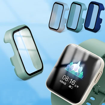 Блестящий край жесткого корпуса, стеклянная защитная пленка для экрана, рамка для Xiaomi Mi Watch Lite/Redmi Watch, защитный бампер, аксессуары для часов