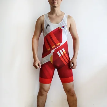 Борцовский синглет сборной Кореи, трико для поднятия тяжестей, Борцовский костюм, настраиваемый костюм