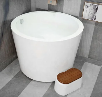 В углу ванной комнаты и кухни установите ванну круглой формы, очень маленькую, для глубокого замачивания, японские Ванны и гидромассажные ванны