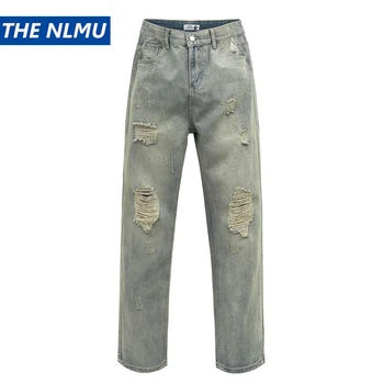 Винтажные джинсовые брюки 2023 Мужские Рваные джинсы Harajuku Хлопковые Джоггеры для бега трусцой Джинсовые брюки Хип-хоп Y2K Ретро