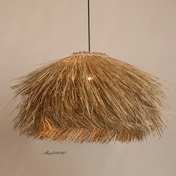 Винтажный подвесной светильник из коричневого ротанга в минималистском стиле Ваби-Саби, Люстры для гостиной, столовой, ресторана, Декоративный светильник