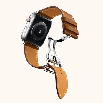 Высококачественная Развертывающаяся Пряжка Apple Watch Band Из Натуральной Кожи, Сменный Ремешок для Apple Watch Ultra series8 7 6 SE 5 4 3 2 1