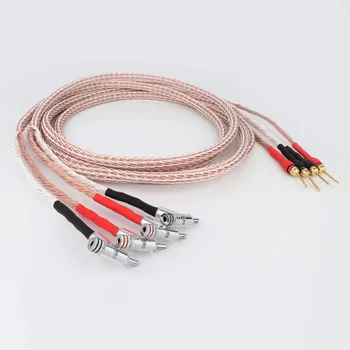 Высококачественный кабель для динамика HI-End 12TC OCC Медный аудиофильский кабель для динамика с плетеной вилкой типа 
