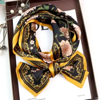 Высококачественный элегантный женский шарф с изысканным цветочным принтом Gesang, качественный двухслойный атласный шелковый шарф с длинной лентой по внутреннему шву