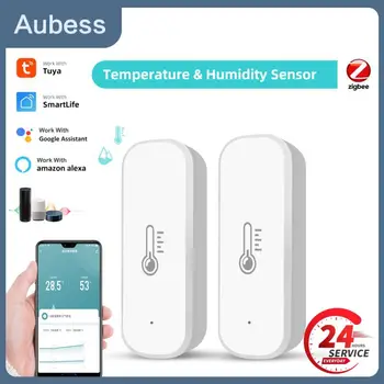 Датчик температуры и влажности Tuya ZigBee/WiFi, подключенный к системе безопасности Умный дом, термометр, совместимый с Alexa Google Assistant