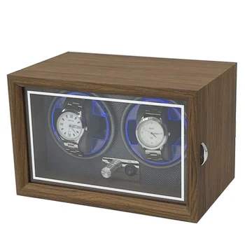 Деревянный механизм для намотки часов для автоматической техники, часы 4 Rolex, коробка-органайзер, Ювелирная витрина, коллекционное хранилище, древесное зерно с подсветкой