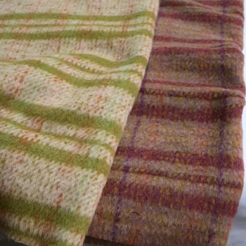 Длинный плюш в дымчатую полоску в корейском стиле Осенне-зимняя шерстяная ткань Ткани для одежды Ткань своими руками