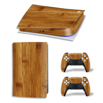 Для PS5 Digital Skin Виниловая наклейка с древесной зернистостью, наклейка на консоль контроллера, Пылезащитная защитная наклейка