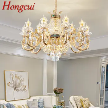Европейская подвесная люстра Hongcui, роскошный хрустальный светодиодный подвесной светильник, современный для дома, гостиной, столовой, спальни