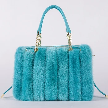 Женская зимняя роскошная сумочка, Новая сумка из натурального меха норки, женские сумки через плечо, сумка на одно плечо, однотонная женская сумка для вечеринок