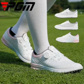 Женская повседневная обувь для гольфа PGM с защитой от скольжения, женские мягкие кроссовки с быстрой шнуровкой, Дышащие градиентные кроссовки, Тренировочная обувь для гольфа