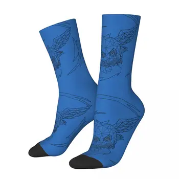 Забавный Сумасшедший компрессионный геометрический носок с крыльями для мужчин Хип-хоп Винтаж Дуэль монстров Японская открытка Аниме Счастливый бесшовный экипажный носок