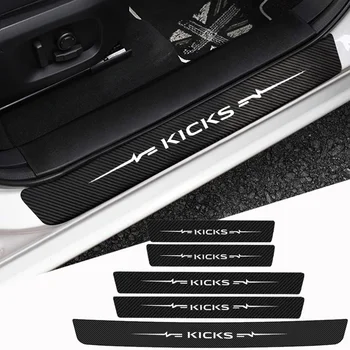 Защитная накладка на порог автомобиля из углеродного волокна для Nissan Kicks Значок с логотипом 2022 Защита бампера двери багажника Наклейки Аксессуары