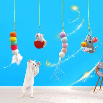Игрушка для кошек, имитирующая подвешивание, Забавные Самоподъемные качели, хватающиеся за веревку, Интерактивная игрушка для котенка, играющего в тизерную палочку, игрушечные принадлежности для кошек