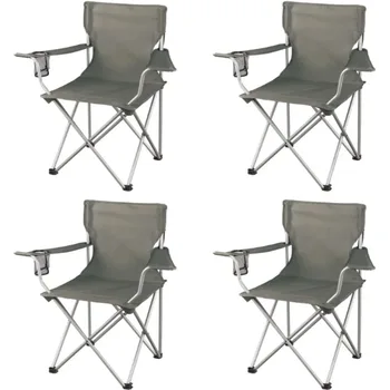 Классические складные походные стулья, с сетчатым подстаканником, набор из 4 штук, 32,10x19,10x32,10 дюйма