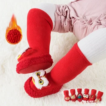 Красная Праздничная Рождественская Новогодняя шерстяная кружка с утолщенной детской обувью и носками принцессы, Фарфоровая ветровая трубка, нескользящая для новорожденного ребенка