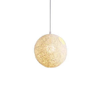 Люстра из белого бамбука, ротанга и шариков для индивидуального творчества, сферический абажур из ротанга 