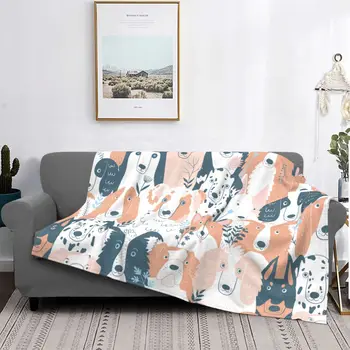 Милые собачки и цветы Одеяло для хаски Далматинского бульдога Nordic Scandi Шерстяное винтажное теплое покрывало для кровати и украшения дивана