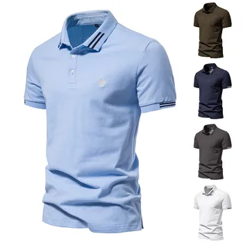 Модная мужская летняя приталенная удобная трикотажная рубашка в полоску, футболки с коротким рукавом для мужчин, топы Y2k, мужская одежда