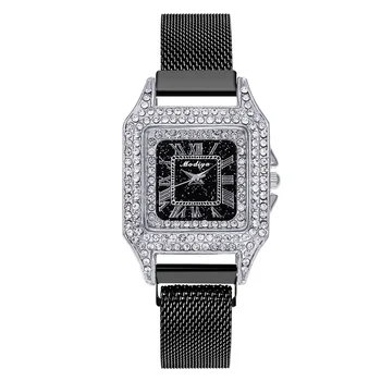 Модные Роскошные часы с кристаллами, женские кварцевые наручные часы с сетчатым циферблатом, роскошные Женские часы, повседневные женские часы Relogio Femenino