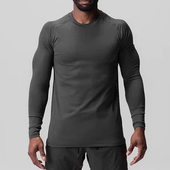 Мужская спортивная одежда, новая быстросохнущая футболка для фитнеса с длинными рукавами, футболка с круглым вырезом, мужская повседневная компрессионная толстовка для тренировок по бегу