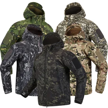 Мужская тактическая куртка из мягкой кожи акулы, непромокаемая ветровка, флисовое пальто, одежда для охоты, Камуфляжная армейская военная куртка