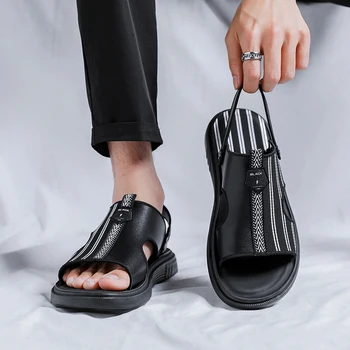 Мужские дышащие сандалии, удобные легкие тапочки, нескользящая повседневная обувь для мужчин