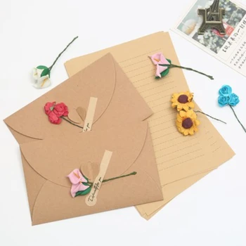Набор из 5 шт. конвертов с имитацией цветов, набор бумажных конвертов для писем, школьные канцелярские принадлежности