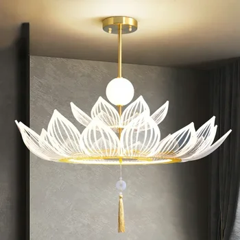 Новая люстра в китайском стиле в гостиной, кабинете, буддийском зале, чайной, храмовом зале в китайском стиле, потолочный светильник Lotus Lotus