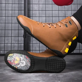 Новая роскошная брендовая Боксерская обувь Унисекс, Кожаные Борцовские кроссовки, Мужская и женская Противоскользящая спортивная обувь, Дизайнерские борцовские ботинки для мальчиков