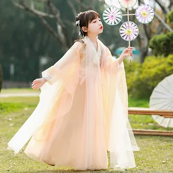 Одежда для девочек в стиле Хань, Детская Старинная одежда, Супер Фея 2022, Новая весна, одежда в китайском стиле для маленьких девочек в стиле Тан, юбка-веточка
