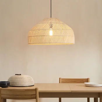 Подвесной светильник в винтажном азиатском стиле, Новый подвесной светильник из ротанга, Подвесной светильник для гостиной, кухонного островка, домашнего декора. Блеск