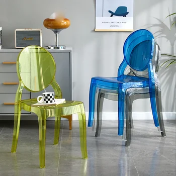 Прозрачные пластиковые стулья, Балкон, Silla, Спальня, офис, Патио, Удобная мебель для дома в скандинавском современном минималистском стиле Sillas