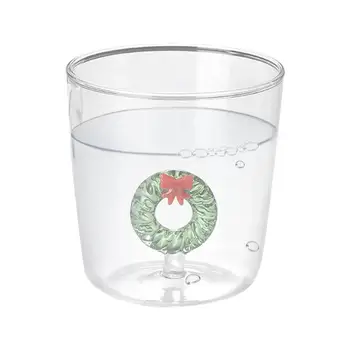 Рождественские стаканы для питья, Рождественские прозрачные стаканы для питья с 3D-узорами, термостойкая утолщенная чашка ручной работы для
