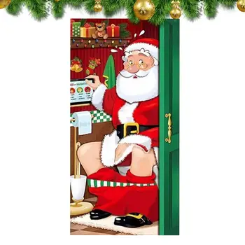 Рождественские украшения для дверной крышки Рождественское Приветственное Украшение для двери Яркий Забавный Уникальный Рождественский дверной гобелен для домашнего декора