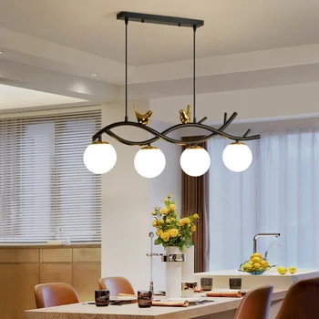 Скандинавская минималистичная люстра в виде птицы с белым шаром, подвесной светильник для обеденного стола, Современный кухонный подвесной светильник для ресторана