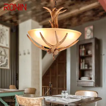 Современная люстра с оленьими рогами RONIN, креативный стеклянный подвесной светильник в стиле ретро, светильники для домашней столовой, спальни, кафе