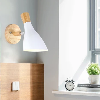 Современный Скандинавский Настенный светильник для спальни из массива дерева Macarons color LED Прикроватный светильник-бра Декор для внутреннего освещения гостиной