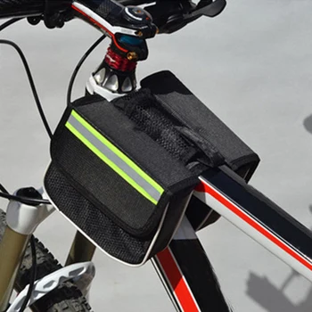Сумка на велосипедной раме с чехлом для мобильного телефона, Светоотражающая полоса, рюкзак, Велосипедная сумка, передняя рама, сумка для хранения в твердом корпусе, чехол для езды на велосипеде