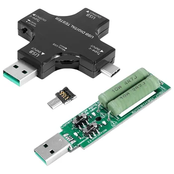 Тестер USB C, 2 в 1 USB-Тестер Type C с Цветным Экраном, IPS Цифровой Мультиметр, Напряжение, Ток, Мощность, Температура, с Загрузчиком