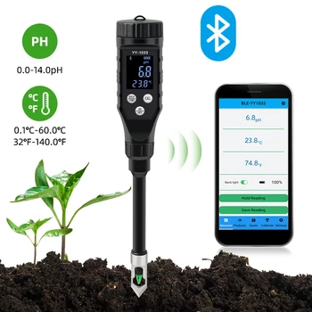 Умный Bluetooth-тестер PH и температуры почвы с большим экраном, высокоточный монитор приложения, датчик почвы для выращивания садовых растений