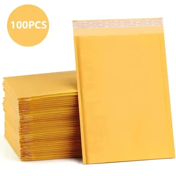 Упаковка Почтовые сумки Для хранения Курьером Пакет для самоклеящихся конвертов Бумага Kraft 100шт Конверты с прокладкой для доставки