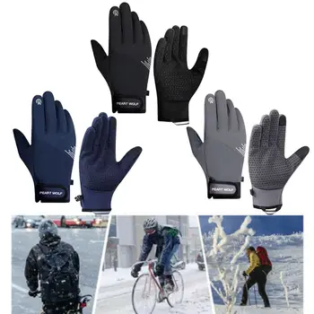 Утепленные зимние мужские перчатки, теплые водонепроницаемые ветрозащитные перчатки для велоспорта на открытом воздухе, противоскользящие перчатки с сенсорным экраном на флисовой подкладке