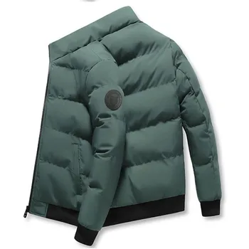 Хлопковая куртка, осенне-зимняя корейская версия, хлопковая куртка на утолщенном пуху, теплая короткая хлопковая куртка, мужская с капюшоном